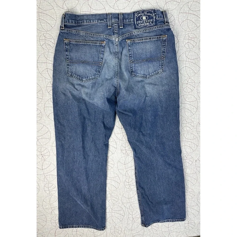 Vintage Lucky Brand Dungarees Jeans Mens‎ 34 Blue Classic Fit Short Length